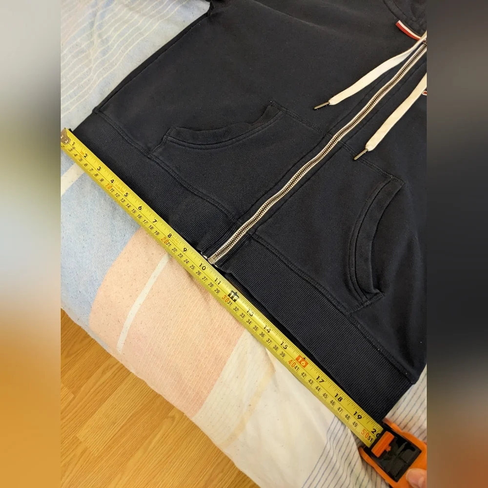 Navy Blue Tommy Jeans Zip Up Sweater with Hood and Red Stripe - Picture 5 of 9